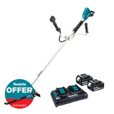 Makita DUR368APT2 Twin 18V LXT Brushless Brush Cutter with 2x 5.0Ah Batteries