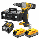 DeWalt DCF414E2T-GB 18V XR 1/4'' Brushless Riveter with 2x 1.7Ah Powerstack Batteries