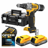 DeWalt DCF414E2T-GB 18V XR 1/4'' Brushless Riveter with 2x 1.7Ah Powerstack Batteries
