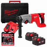 Milwaukee M18 BLHACD26-402X 18V Brushless 26mm SDS Plus D-Handle Hammer with 2x 4.0Ah Batteries