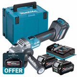Makita GA022GD202 40V Max XGT 115mm Brushless Angle Grinder with 2.5Ah Batteries