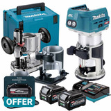 Makita RT001GZ16 40V Max XGT 1/4" & 3/8" Trimmer with 2x 2.5Ah Batteries & 3x Trimmer Bases