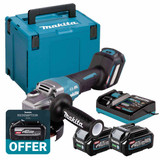 Makita GA029GD202 40V Max XGT 125mm Brushless Angle Grinder with 2 x 2.5Ah Batteries