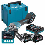 Makita GA043GD202 40V Max XGT 115mm Brushless Angle Grinder with 2 x 2.5Ah Batteries