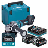 Makita GA050GD202 40V Max XGT 125mm Brushless Angle Grinder with 2 x 2.5Ah Batteries