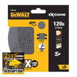 DeWalt DTM3105-QZ Extreme ROS 125mm Sanding Disc Sheet 120G (5 Pack