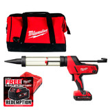 Milwaukee C18 PCG400T-201B 18V Caulk Gun with 400ml Tube and 1 x 2.0Ah Battery