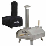 Dellonda DG219 Wood-Fired Pizza Oven, Pizza Peel & Cover 14" - Stainless Steel