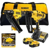 DeWalt DCK246P2-GB 18V XR Brushless Nailer Twin Kit DCN930/DCN660N with 2x 5.0Ah Batteries & Bag