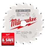 Milwaukee 4932471310 ATB Circular Saw Blade 140mm x 20mm 18T