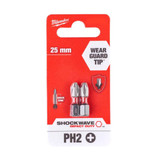 Milwaukee 4932472036 SHOCKWAVE™ Screwdriving Bit Set PH2 x 25 mm (2 Pieces)