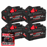 Milwaukee M18FB8 FORGE 18V 8.0Ah Battery Four Pack