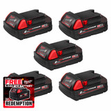 Milwaukee M18B2 18V 2.0Ah Redlithium-ion Slide Batteries (5 Pack)