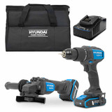 Hyundai S02-FTB 20V Cordless Hammer Drill 60Nm and Angle Grinder 115mm Brushless Kit