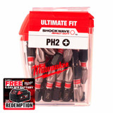 Milwaukee 4932430853 Shockwave Impact Duty Bits PH2 25mm (25 Pack)