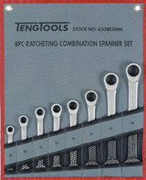Teng Tools 6508RSMM  Ratcheting Combination Spanner Set (8 Pieces)