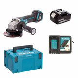 Makita DGA517STJ 18V LXT Cordless Brushless 125mm Angle Grinder Kit with 1× 5.0Ah Battery, Charger & Makpac Case