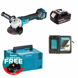Makita DGA513STJ 18V LXT Cordless Brushless 125mm Angle Grinder Kit with 1× 5.0Ah Battery, Charger & Makpac Case