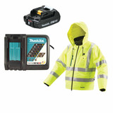 Makita DCJ206ZMX1 14.4V/18V LXT High Visibility Heating Jacket (Size M) with 2.0Ah Battery and Fast Charger