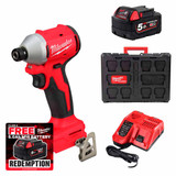 Milwaukee M18 BLIDRC-0501X 18V Compact Brushless 1/4" Hex Impact Driver with 1x 5.0Ah Battery, Fast Charger and Packout Case