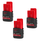 Milwaukee 4932480164X3 M12 High Output 12V 2.5Ah Battery (Pack of 3)