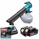Makita DUB187Z 18V LXT Brushless Blower / Vacuum with 2x 5.0Ah Batteries & Fast Charger