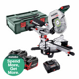 Metabo KGS18LTX BL 305 18V Brushless Cross Cut Mitre Saw 305mm with 2x 8.0Ah LiHDX Tabless Batteries, Charger & MetaBOX 145 614305850