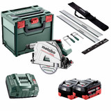Metabo KT 18 LTX 66 BL 18V Cordless Plunge Cut Circular Saw with 2x 8.0Ah LiHD Batteries, Guide Rail Kit, Charger & metaBOX