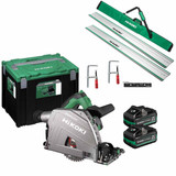 HiKOKI C3606DPA 36V 165mm Brushless Plunge Saw & Guide Rail Kit with 2x 4.0Ah Tabless Batteries