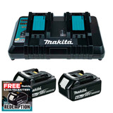 Makita DC18RD 18V LXT Twin Port Charger with 2x 6.0Ah Batteries