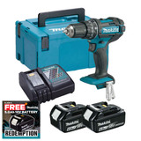 Makita DHP482Z LXT 18V Combi Drill with 2 x 6.0Ah Batteries