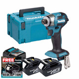 Makita DTD173Z 18V Brushless Impact Driver with 2x 3.0Ah Batteries, Charger & Makpac Carry Case