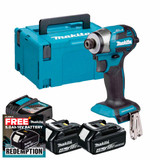 Makita DTD173Z 18V Brushless Impact Driver with 2x 4.0Ah Batteries, Charger & Makpac Carry Case