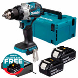 Makita DHP489Z 18V LXT Brushless Compact Combi Drill with 2x 4.0Ah Batteries, Charger & Makpac Carry Case