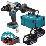Makita DHP492Z 18V LXT Brushless Combi Drill with 2x 4.0Ah Batteries, Charger & Makpac Carry Case