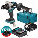 Makita DHP492Z 18V LXT Brushless Combi Drill with 1x 6.0Ah Battery, Charger & Makpac Carry Case