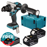 Makita DHP492Z 18V LXT Brushless Combi Drill with 2x 6.0Ah Batteries, Charger & Makpac Carry Case