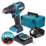Makita DHP490Z 18V LXT Brushless Combi Drill with 1x 6.0Ah Battery, Charger & Makpac Carry Case