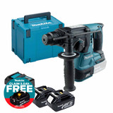 Makita DHR242Z 18V Brushless SDS+ Rotary Hammer Drill with 2x 3.0Ah Batteries, Charger and Makpac Carry Case