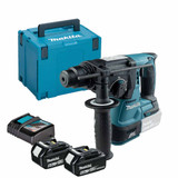 Makita DHR242Z 18V Brushless SDS+ Rotary Hammer Drill with 2x 6.0Ah Batteries, Charger and Makpac Carry Case