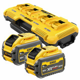 DeWalt DCB104-GB 18V/54V Flexvolt 4 Port Charger & 2x DCB547-XJ XR 9.0Ah Batteries