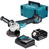 Makita DGA463Z LXT 18V Brushless 115mm Angle Grinder with 1x 6.0Ah Battery, Charger and Makpac Carry Case