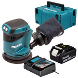 Makita DBO180Z 18V LXT 125mm Random Orbit Sander with 1x 5.0Ah Battery, Charger and Makpac Carry Case