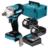 Makita DTW300Z LXT 18V Brushless 1/2" Impact Wrench with 2x 6.0Ah Batteries, Charger and Makpac Carry Case