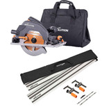 Evolution R185CCSX+ 185mm Circular Saw 1600W 240V with Blade, Carry Bag and 2x 1.4m Complete Rail Kit
