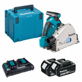 Makita DSP600ZJ Twin 18V LXT 165mm Cordless Plunge Saw with 2x 6.0Ah Batteries, Charger and Makpac Carry Case