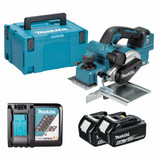 Makita DKP181Z LXT 18V Brushless 82mm Planer with 2x 6.0Ah Batteries, Charger and Makpac Carry Case
