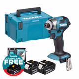 Makita DTD173Z 18V Brushless Impact Driver with 2x 5.0Ah Batteries, Charger & Makpac Carry Case
