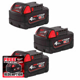 Milwaukee M18B4 18V 4.0Ah REDLITHIUM™ Battery (3 Pack)