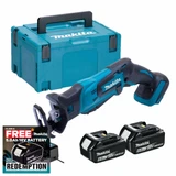 Makita DJR185Z 18V Cordless Mini Reciprocating Saw with 2x 6.0Ah Batteries, Charger and Makpac Carry Case